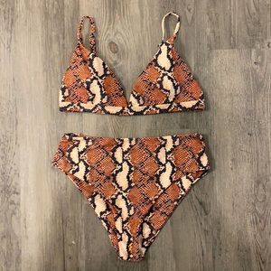 Snake Print Hight-Waist Bikini